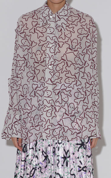 FLOCKY PRINT ASYMMETRY SHIRTS