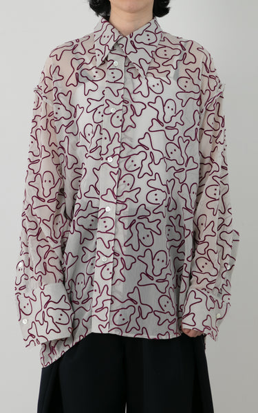 FLOCKY PRINT ASYMMETRY SHIRTS