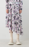 PRINT VELOR PLEATED SKIRT