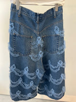 [Pre-order item] Embroidery Denim Wide Half 