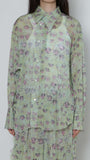 Print Tulle Asymmetry Shirts